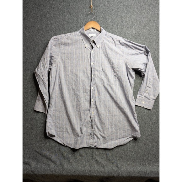 Paul Fredrick Other - Paul Fredrick Mens Blue Plaid‎ Cotton Broadcloth Button Down Shirt 17.5 33 USA